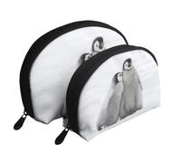 Due pinguini, Borsa per trucco a conchiglia Portamonete da donna Borsa da toilette piccola Borsa per cosmetici 2 pezzi