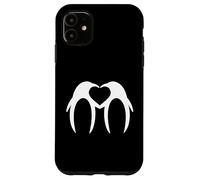 Due pinguini formano un cuore in amore Custodia per iPhone 11