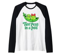 Due Piselli in Un Baccello Carino Coppia Romantica Amicizia Corrispondenza Maglia con Maniche Raglan
