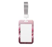 Due porta badge rosa floreale con cordino staccabile, in plastica rigida, impermeabile, porta badge da lavoro, per insegnanti, infermiere, dottori, ufficio
