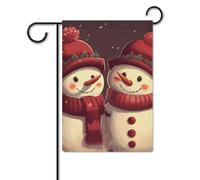 Due pupazzi di neve rossi bandiera 30,5 x 45,7 cm poliestere double face bandiere da giardino bandiere di benvenuto banner decorazione esterna per cortile portico prato