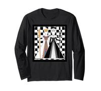 Due Regine Arte Ispirata agli Scacchi Maglia a Manica