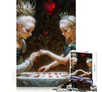 Due regine e cuori, puzzle da 1000 pezzi ispirato ad Alice nel Paese delle Meraviglie per adulti, puzzle per allenamento mentale, passatempo rilassante, taglio laser, regalo significativo (38x26cm)