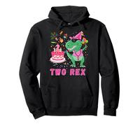Due Rex 2 ° Secondo Dinosauro Compleanno 2 Anni Ragazza Felpa con Cappuccio