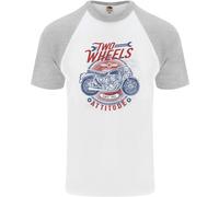 Due Ruote Attitude Moto Biker Motorbike Uomo S/S Maglietta Baseball