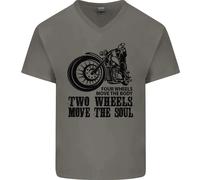 Due Ruote Muovono L'Anima Maglietta In Cotone A V Per Uomo Biker