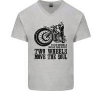 Due Ruote Muovono L'Anima Maglietta In Cotone A V Per Uomo Biker