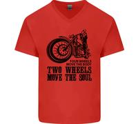 Due Ruote Muovono L'Anima Maglietta In Cotone A V Per Uomo Biker