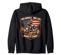 Due Ruote One Life Make It Count American Dirt Bike Rider Felpa con Cappuccio