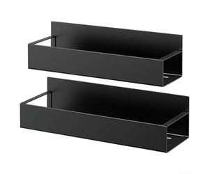 Due scaffali in acciaio per bombolette spray per contenere contenitori di diverso diametro in area artigianale o ripostiglio per attrezzi