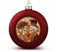 Due scheletri coppia di ornamenti di Natale infrangibili da appendere palline rosse per albero di Natale per la decorazione dell'albero di Natale festa di nozze