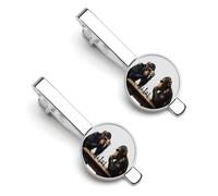 Due scimpanzé che giocano a scacchi divertente fermacravatta clip fermacravatta clip cravatta clip cravatta regolari cravatta regali decorativi per gli uomini, 5.5x2.2cm, Metallo