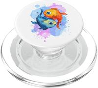 Due segni zodiacali Pesci dal design colorato ad acquerello PopSockets PopGrip per MagSafe
