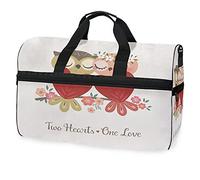 Due Sentono Un Amore Gufi Borsa da Palestra Sportiva da Nuoto con Scomparto per Scarpe Borsone A Tracolla Borsa da Viaggio per Donna da Viaggio