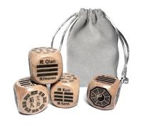 Due set di otto dadi in legno trigrammi (Bagua innata, Bagua acquisita), misticismo orientale, bussola Feng Shui, Tai Chi Yin Yang, strumenti di divinazione e profezia (4 pezzi, 25 mm)