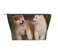 Due simpatici cani Akita, Borsa da toilette Borsa per trucco Borsa per cosmetici Borsa da toilette da viaggio portatile