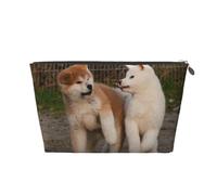 Due simpatici cani Akita, Borsa da toilette Borsa per trucco Borsa per cosmetici Borsa da toilette da viaggio portatile