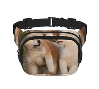 Due simpatici cani Akita, Marsupio quadrato a doppio strato, borsa da viaggio, marsupio casual