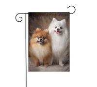 Due simpatici cani bandiera da giardino 30 x 45 cm verticale su entrambi i lati casa colonica vacanze decorazioni esterne bandiera cortile