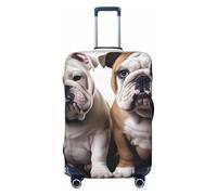 Due simpatici cani bulldog da viaggio, coprivaligia elastico lavabile, protezione per valigia, alla moda, antipolvere, adatto per 18-32 pollici, nero, piccolo