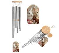 Due simpatici coniglietti e fiori color pastello scacciapensieri commemorativi scacciapensieri con 6 tubi in alluminio decorazione da giardino per esterni