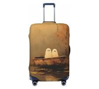 Due simpatici fantasmi in barca a remi in legno autunno elastico viaggio bagagli copre antipolvere antigraffio valigia Protector Fit 22-24 pollici