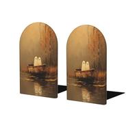 Due simpatici fantasmi in legno a forma di barca a remi, fermalibri autunnali per mensole, 2 pezzi in legno, fermalibri per casa, ufficio, biblioteche