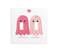 Due simpatici fantasmi rosa con cuori doppia gang interruttore luce copertura parete interruttore Decor dimensioni standard - 11,4 x 11,4 cm