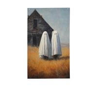 Due simpatici fantasmi vecchie bandiere abbandonate per la casa del cortile, 0,9 x 1,5 m, striscione di auguri con occhielli per interni ed esterni, decorazioni per la casa