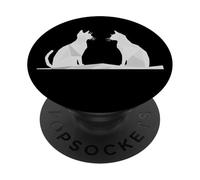 due simpatici gatti che guardano in bianco PopSockets PopGrip Adesivo