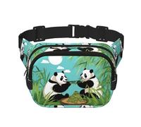 Due simpatici grandi panda modello alla moda alla moda marsupio unisex viaggio sport messenger bag