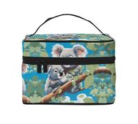 Due simpatici koala borsa per il trucco da donna di grande capacità, borsa portatile da viaggio per il trucco (22,9 x 16,5 x 15,7 cm) borsa per trucco grande per ragazze