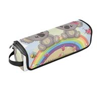 Due simpatici koala dei cartoni animati sono seduti sull'arcobaleno per lo styling dei capelli, borsa per attrezzi da parrucchiere, con tappetino resistente al calore, borsa organizer portatile per