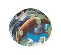 Due simpatici koala stampati cuffia da doccia, riutilizzabile, appositamente progettata per i capelli lunghi delle donne, struttura a doppio strato, adatta per il bagno.