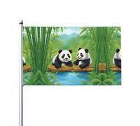Due simpatici panda bandiera decorativa per esterni (0,9 x 1,5 m), bandiera durevole che non sbiadisce, bandiera per matrimoni e anniversari all'aperto