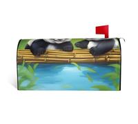 Due simpatici panda copertura per cassetta delle lettere con chiusura magnetica 25,5 x 21 in decorazioni all'aperto durevoli per la stagione di festival