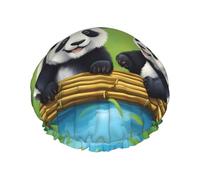 Due simpatici panda Cuffia da a da donna a doppio strato, riutilizzabile, di grandi dimensioni, adatta a tutte le lunghezze di capelli, adatta per ragazze, spa e uso domestico nei saloni di bellezza.