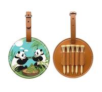 Due simpatici panda marroni stampati golf tee storage bag - design portatile, facile da organizzare tee