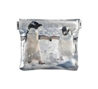 Due simpatici pinguini che giocano a spremere portamonete portamonete porta monete in pelle PU per donne ragazze uomini