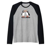 Due Simpatici pulcinelle di Mare dall'Islanda Maglia con Maniche Raglan