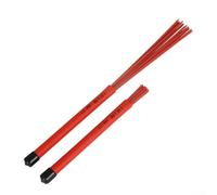 Due spazzole retrattili per batteria con setole in acciaio e manici in gomma antiscivolo per suonare con precisione per jazz, folk e musica soft (AN22Red)