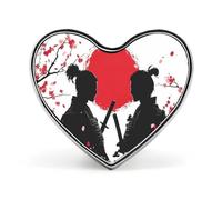 Due spille a forma di cuore samurai giapponesi, spille da bavero, cravatta, abiti, accessori per matrimoni, compleanni, per uomini e donne, Love form, Metallo