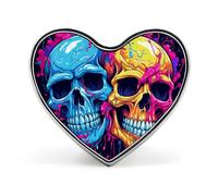 Due spille da bavero con teschi diversi, spille alla moda, graziosi bottoni rotondi, spille smaltate, spille in metallo per cappelli, magliette, vestiti, borse, decorazioni