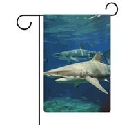 Due squali bianchi bandiere da giardino 30,5 x 45,7 cm doppia bandiera esterna bandiera estiva cortile bandiera floreale benvenuto giardino bandiere stagionali decorazioni per le vacanze