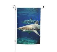 Due squali bianchi bandiere da giardino per esterni 30,5 x 45,7 cm, bandiera stagionale da giardino con occhielli bandiera esterna per decorazioni per la casa sfondo fotografico