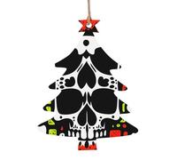Due teste messe insieme Ornamenti per albero di Natale in legno a forma di albero di Natale 4 PCS - Decorazioni vintage pendenti per decorazioni per la casa vacanze