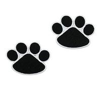 Due toppe nere a forma di zampa di cane da applicare con ferro da stiro, termoadesive Finally Home