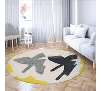 Due uccelli di Georges Braque Tappeti rotondi Animali astratti Tappeto circolare pieghevole antiscivolo per soggiorno Home Office Cafe Decor 122cm(Rotondo)