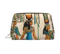 Due Uccelli Stampato Makeup Bag per le Donne Portatile In Pelle Make up Bag Viaggio Oro Cerniera Cosmetici Borse Organizzatore, Donne nell'antico Egitto, One Size, Astuccio per trucchi