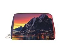 Due Uccelli Stampato Makeup Bag per le Donne Portatile In Pelle Make up Bag Viaggio Oro Cerniera Cosmetici Borse Organizzatore, Isole Norvegia, One Size, Astuccio per trucchi